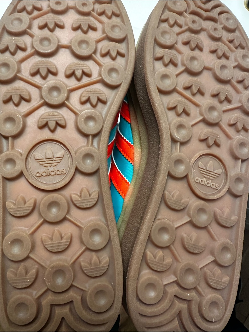 adidas Gazelle Sneakers in Teal with Neon Coral Stripes - Picture 6 of 6